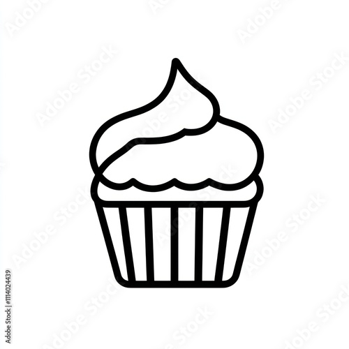 Line art illustration of a cupcake with frosting. (1)