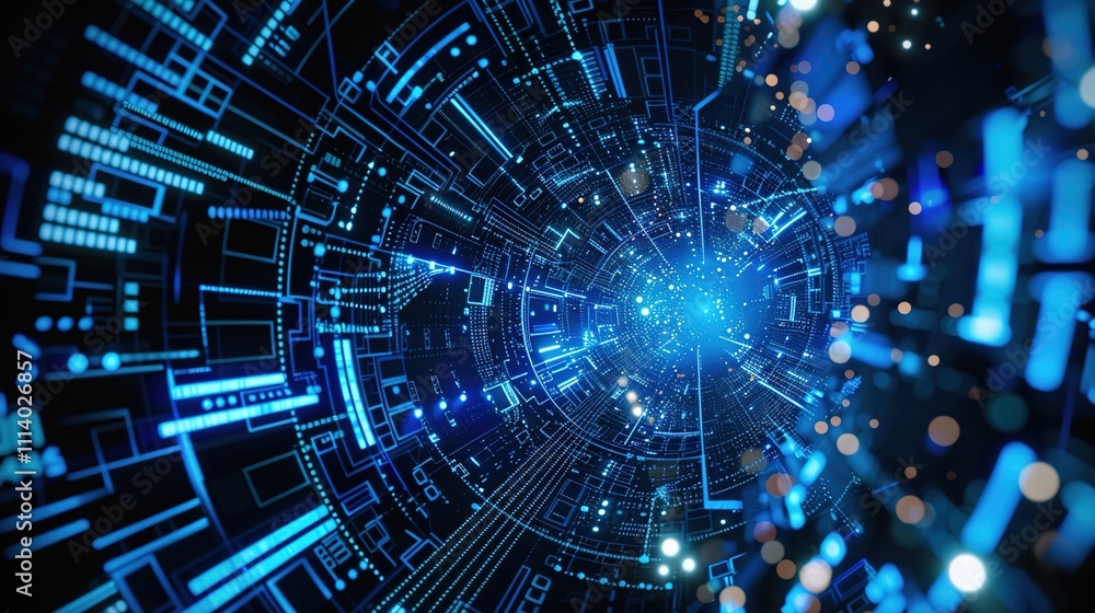 Fototapeta premium Dynamic blue light rays in motion abstract vector design for science and technology wallpaper 