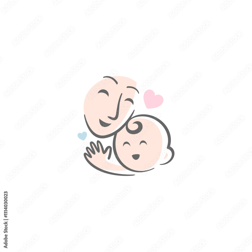 baby mascot logo happy. love mom comfortably. Sweet dream illustrations. cute baby sleep baby mascot logo happy. love mom comfortably. Sweet dream illustrations. cute baby sleep