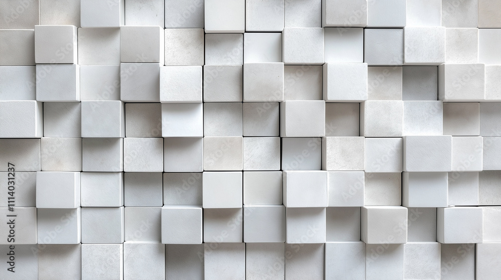 Abstract Geometric Pattern of White Cubes. Concept of Modern Architecture, Technology, and Design. Abstract Geometric Pattern of White Cubes. Concept of Modern Architecture, Technology, and Design.