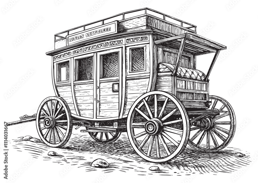 Fototapeta premium vintage Stagecoach engraving vector illustration