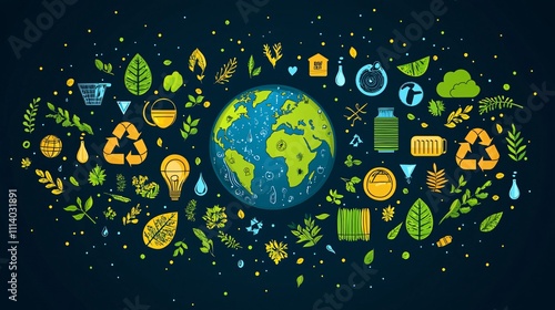 Celebrating Earth Day with a vibrant vector design promoting environmental awareness photo