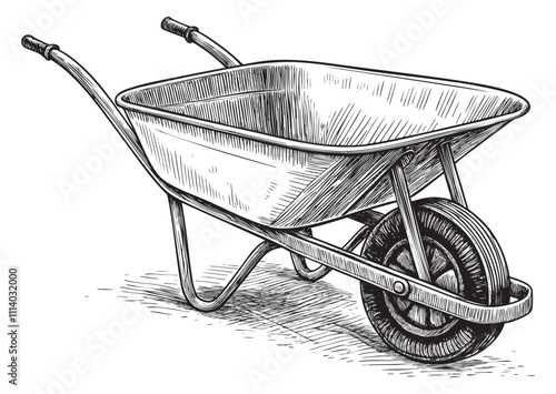 wheelbarrow engraving vector illustration