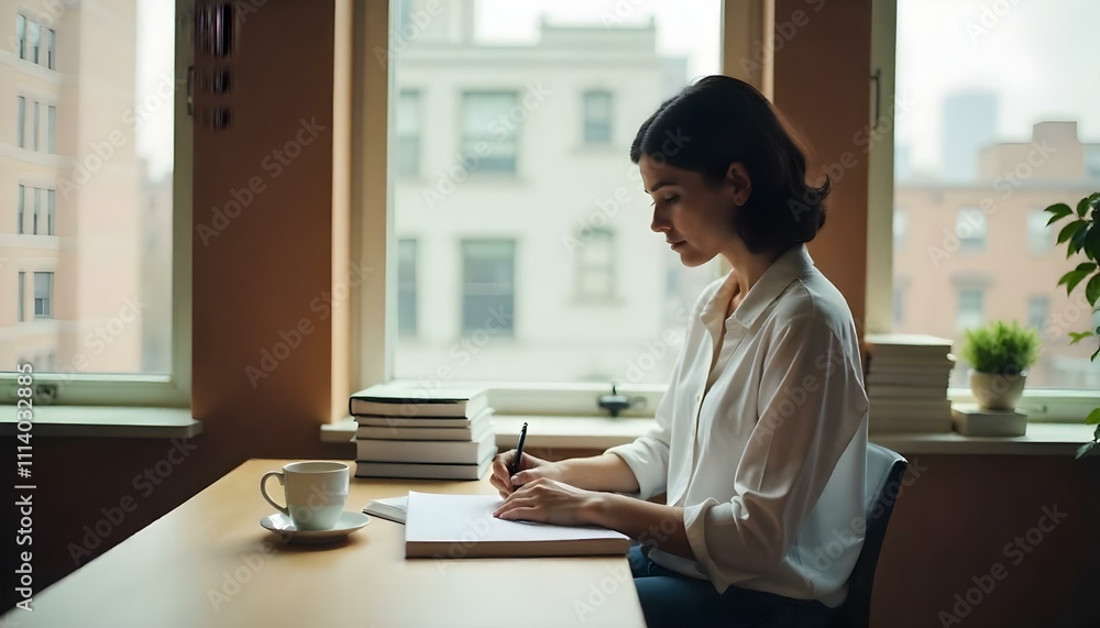 Fototapeta premium Caucasian woman working at studio