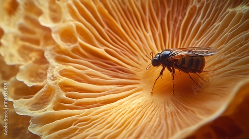 Insect Perched Upon An Orange Mushroom photo