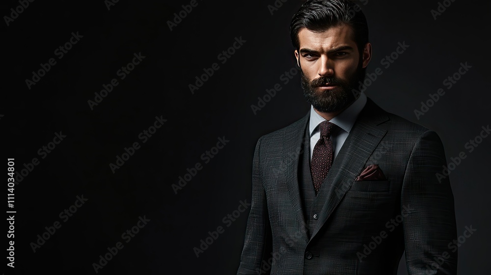 Elegant Portrait of a Bearded Man in Dark Suit Elegant Portrait of a Bearded Man in Dark Suit