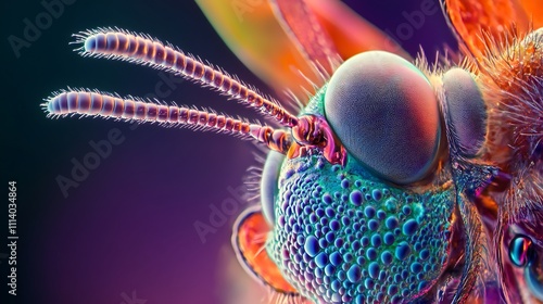 Vibrant Closeup of Insect Head and Antennae photo