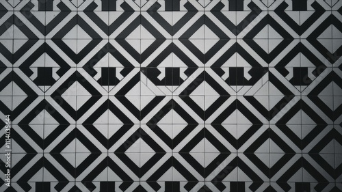 Background with black and white geometric pattern, abstract style.