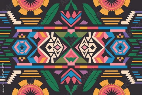 Colorful background with indigenous patterns, culture concept.