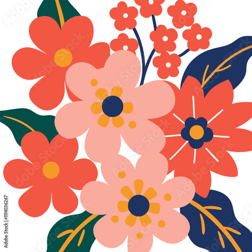 Abstract botanical flower pattern. Colorful Blooming spring flowers in elegant. Flowers in pastel colors.eps 10.