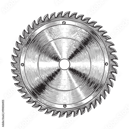 Circular saw blade engraving vector illustration