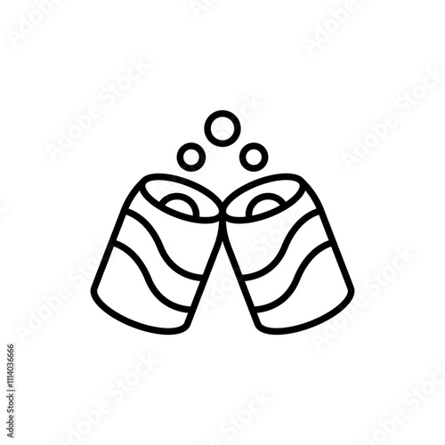 Cheers outline icons, minimalist vector illustration ,simple transparent graphic element .Isolated on white background