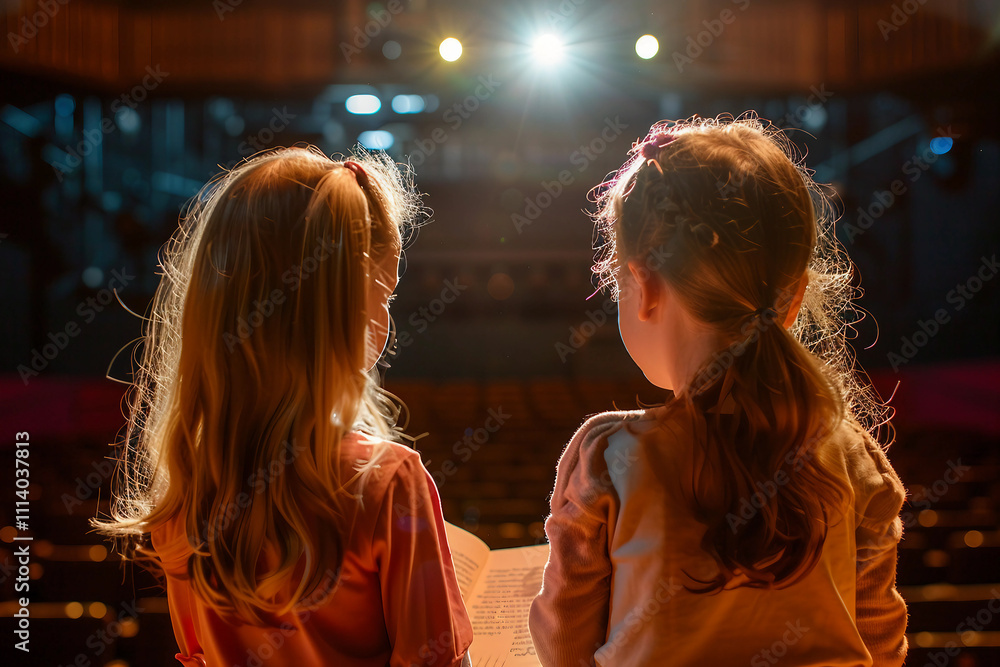 Performer standing in front of a crowded audience in a theater generative ai picture Performer standing in front of a crowded audience in a theater generative ai picture