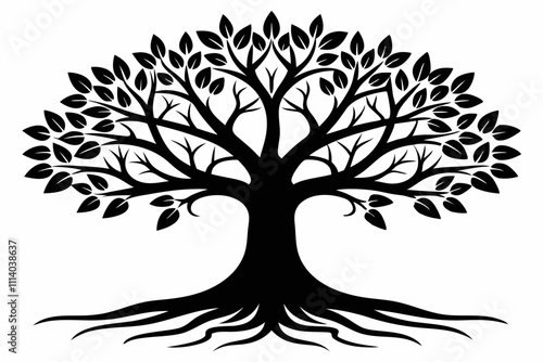 Minimalist Black Tree of Life Silhouette Vector Art