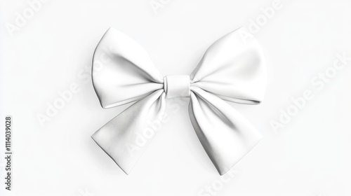 Christmas bow clipart, minimalist style, monochrome white, isolated on white background 