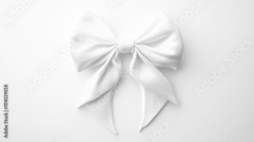 Christmas bow clipart, minimalist style, monochrome white, isolated on white background 