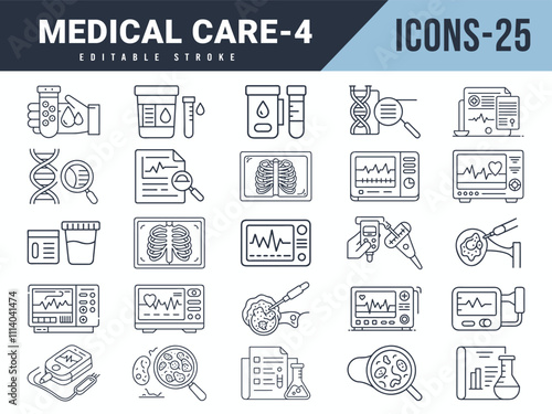 Medical care Line Editable Icons big set. Vector illustration in modern thin line style of medical care icons. Editable stroke.