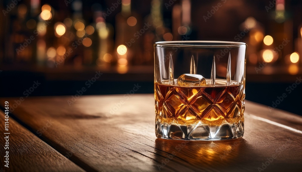a glass of whiskey on the table, premium spirits a glass of whiskey on the table, premium spirits