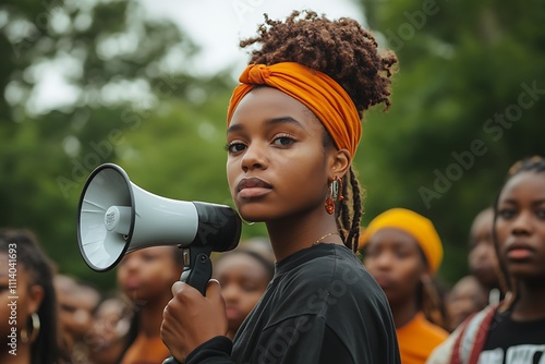 Group of Young Black Activists Gathering for a Social Justice Movement photo