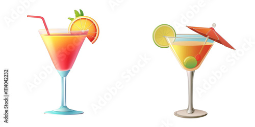 Obraz na płótnie 3d render cocktail glass isolated on transparent background Cartoon Illustration in plastic style w salonie