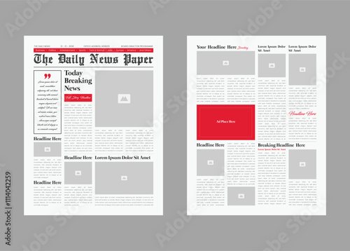Newspaper layout template and the daily news layout design, newsletter template or vintage newspaper design template