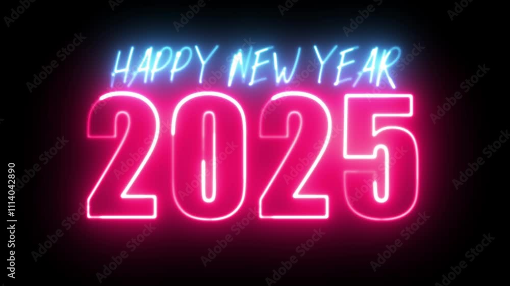 Happy New Year 2025 text font with light. Luminous and shimmering haze inside the letters of the text Happy New Year 2025. 2025 Chirstmas. Happy New Year 2025 text font with light. Luminous and shimmering haze inside the letters of the text Happy New Year 2025. 2025 Chirstmas.