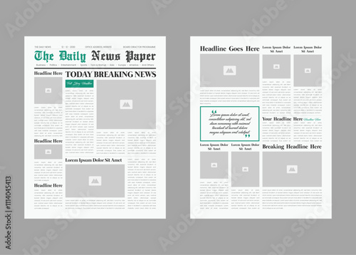 Newspaper layout template and the daily news layout design, newsletter template or vintage newspaper design template