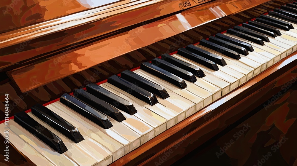 Piano keyboard. Top view. piano keys, illustration Piano keyboard. Top view. piano keys, illustration