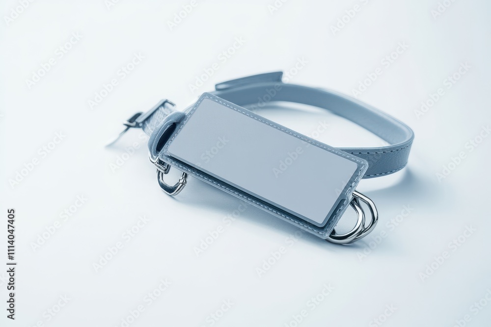 Sleek gray name badge clipped onto a matching lanyard, designed for conferences, professional events, and modern identification needs Sleek gray name badge clipped onto a matching lanyard, designed for conferences, professional events, and modern identification needs
