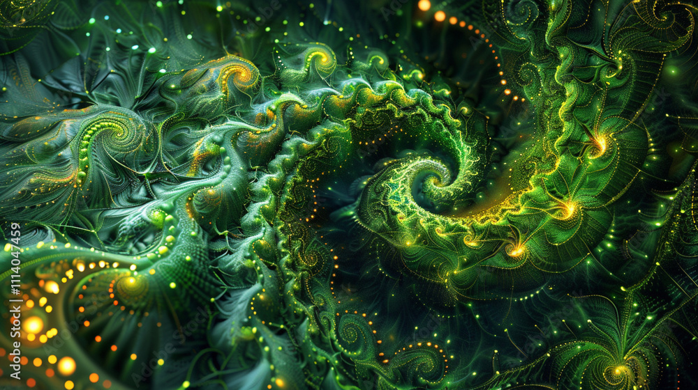 Abstract Green Swirl Pattern with Bright Yellow Highlights in Background Abstract Green Swirl Pattern with Bright Yellow Highlights in Background