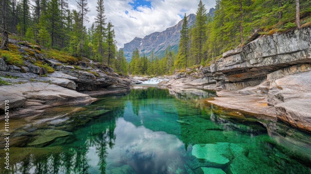Serene Mountain Pool Reflecting Sky And Trees Serene Mountain Pool Reflecting Sky And Trees