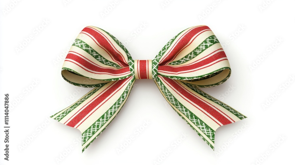 Christmas bow clipart, striped pattern, candy cane colors, isolated on white background Christmas bow clipart, striped pattern, candy cane colors, isolated on white background