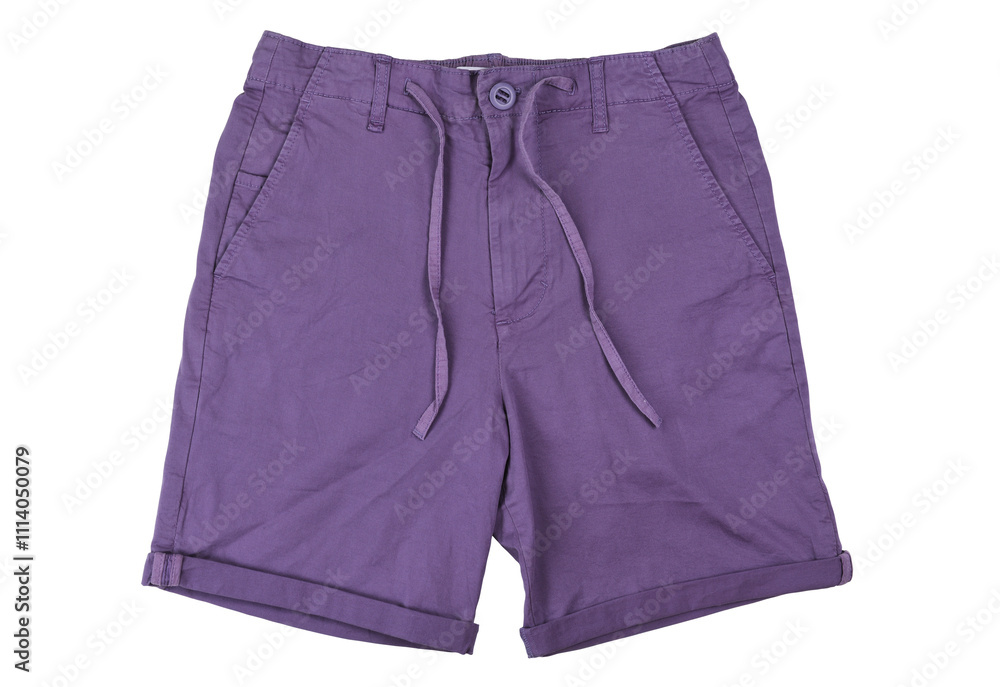 Violet shorts isolated on white background. Violet shorts isolated on white background.