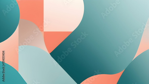 Minimalist Turquoise, Coral Geometric Background with Soft Gradients and Modern Aesthetic