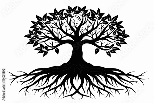 Minimalist Nature Roots Silhouette Black Vector Art