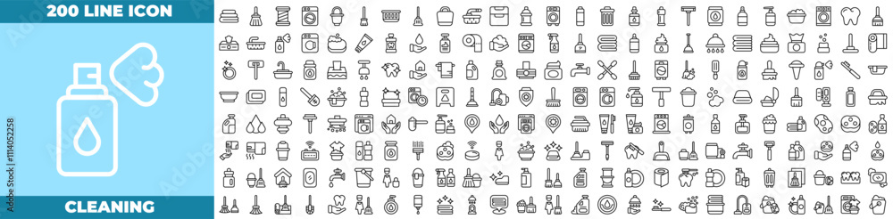 Cleaning Line Editable Icons set. Cleaning Line Editable Icons set.