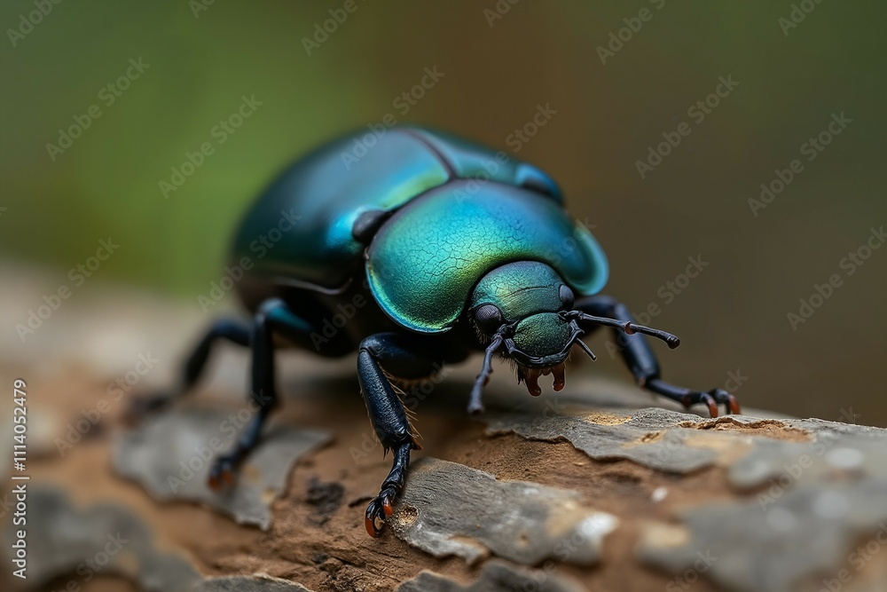 Vibrant Green Jewel Scarab Beetle Close-Up on Bark Macro Photography Vibrant Green Jewel Scarab Beetle Close-Up on Bark Macro Photography