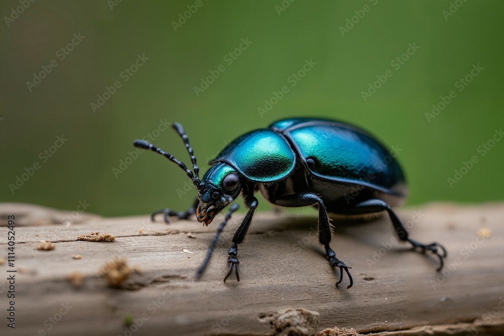 Vibrant Green Jewel Scarab Beetle on Wood Macro Photography Vibrant Green Jewel Scarab Beetle on Wood Macro Photography