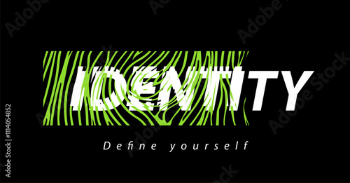 identity slogan on fingerprint line graphic vector illustration on black background