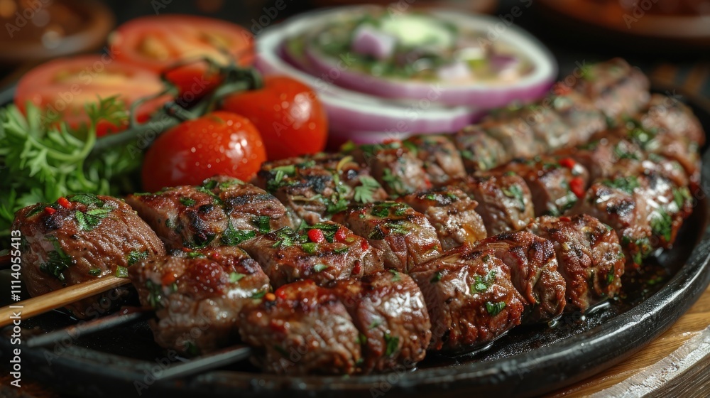 Grilled Meat Skewers with Herbs and Tomatoes Grilled Meat Skewers with Herbs and Tomatoes