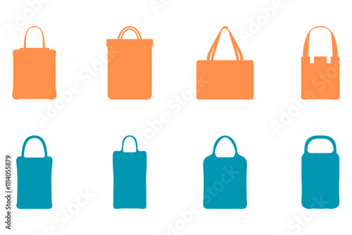 Simple tote bag illustration. Fashion design set