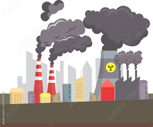 Environment pollution and ecology disaster - isolated vector illustration