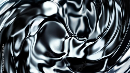 Abstract swirling luxury chrome silver metallic iron liquid motion waves video metal background, 4K UHD
