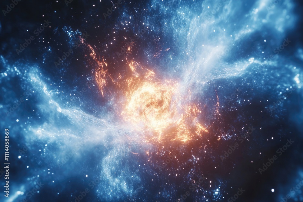 Fototapeta premium Celestial Nebula Swirling Cosmic Fire And Ice