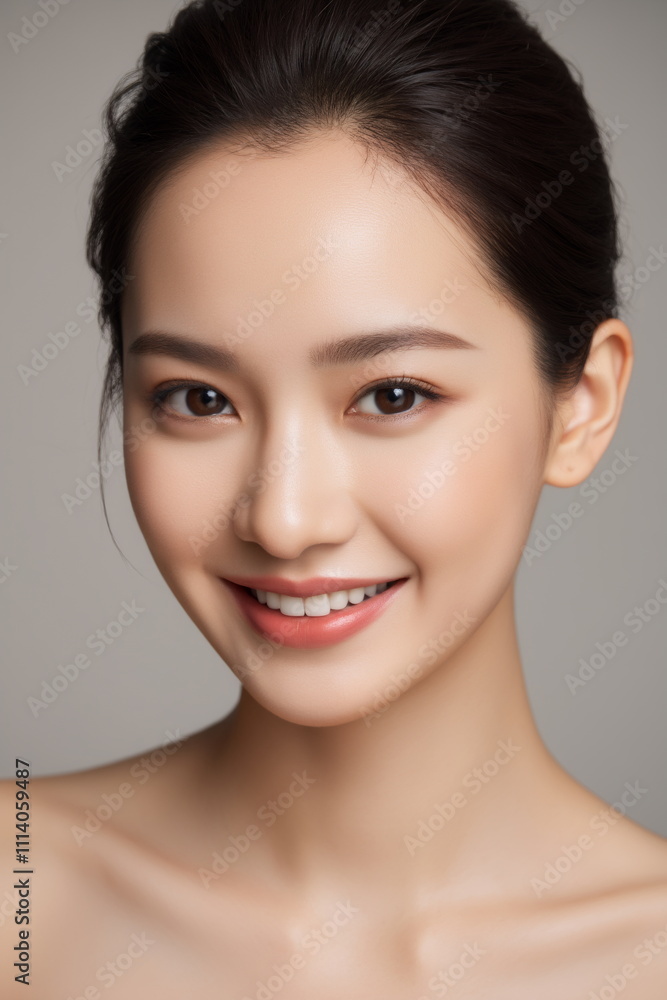 自然な美しさを持つ若い女性の笑顔 自然な美しさを持つ若い女性の笑顔