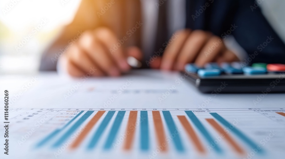 Businessman analyzing financial charts and using calculator for budgeting and planning Businessman analyzing financial charts and using calculator for budgeting and planning