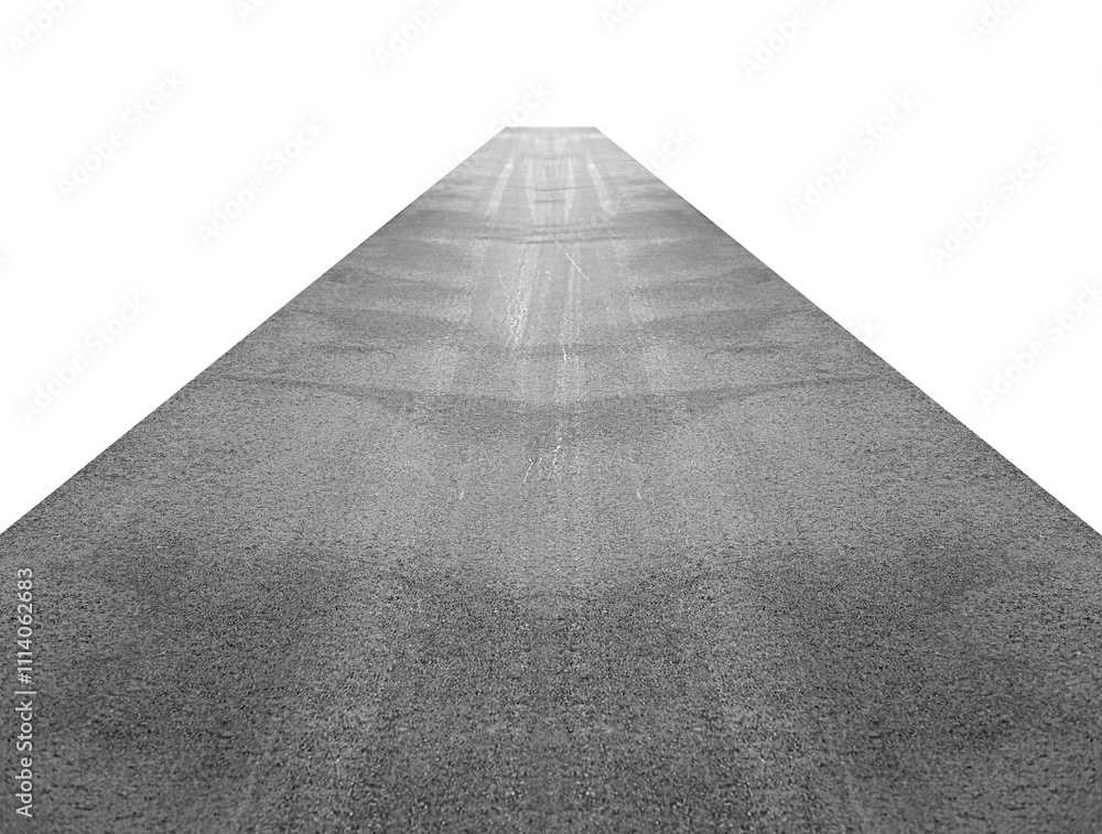 Asphalt road isolated on white background.