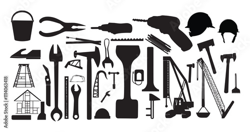 Construction equipment silhouette vector 