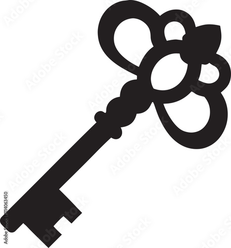 Old door key vector icon illustration isolated on white background
