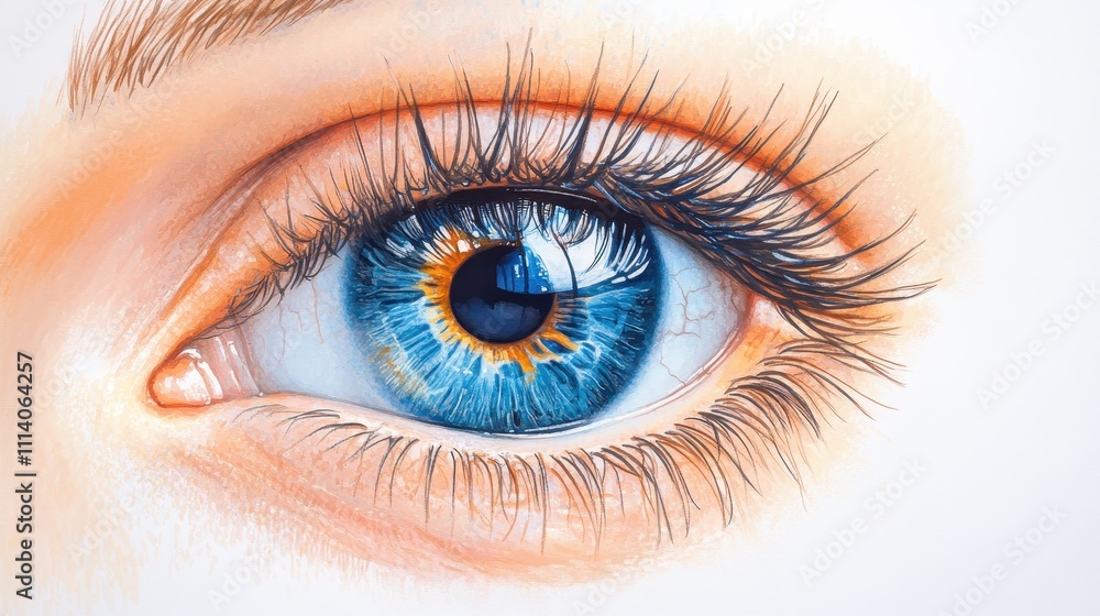 Detailed blue human eye illustration Detailed blue human eye illustration